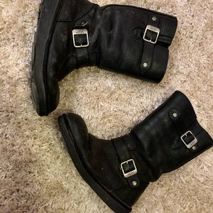 Leather Motorcycle Style Ugg with Buckles